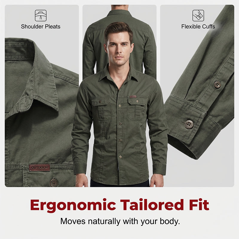 🥳2026 HOT SALE🥳💞50K+ SOLD!👕🔥 50% OFF! Men’s Long Sleeve Cotton Workwear Shirt – Breathable, reinforced seams & dual chest pockets. Tailored fit moves with you. A durable everyday essential. 🛡️✨