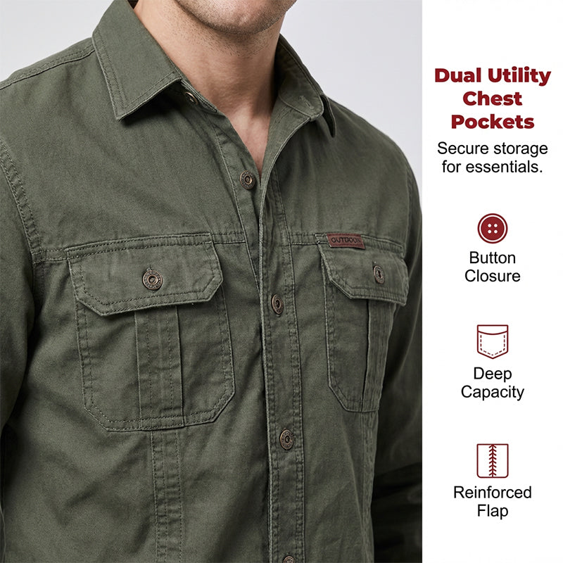 🥳2026 HOT SALE🥳💞50K+ SOLD!👕🔥 50% OFF! Men’s Long Sleeve Cotton Workwear Shirt – Breathable, reinforced seams & dual chest pockets. Tailored fit moves with you. A durable everyday essential. 🛡️✨