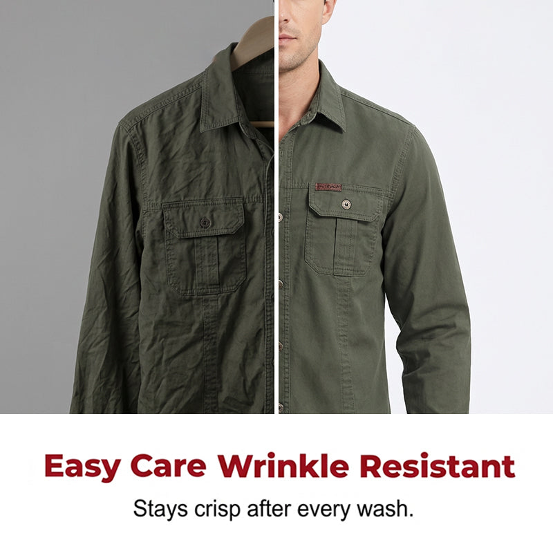 🥳2026 HOT SALE🥳💞50K+ SOLD!👕🔥 50% OFF! Men’s Long Sleeve Cotton Workwear Shirt – Breathable, reinforced seams & dual chest pockets. Tailored fit moves with you. A durable everyday essential. 🛡️✨