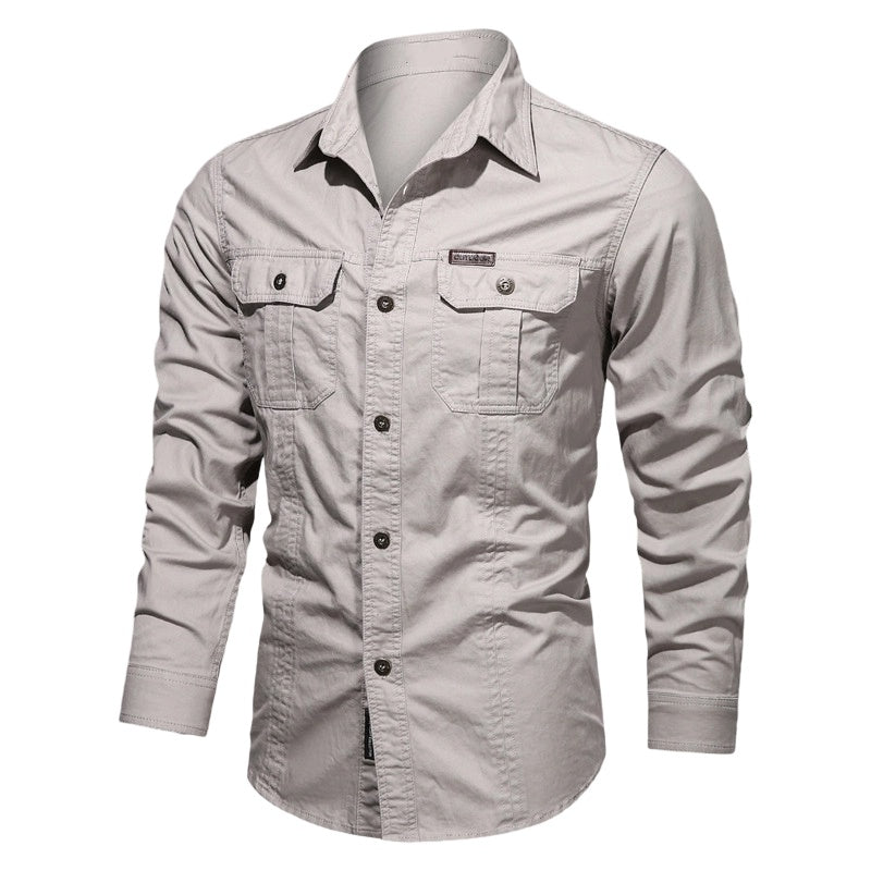🥳2026 HOT SALE🥳💞50K+ SOLD!👕🔥 50% OFF! Men’s Long Sleeve Cotton Workwear Shirt – Breathable, reinforced seams & dual chest pockets. Tailored fit moves with you. A durable everyday essential. 🛡️✨