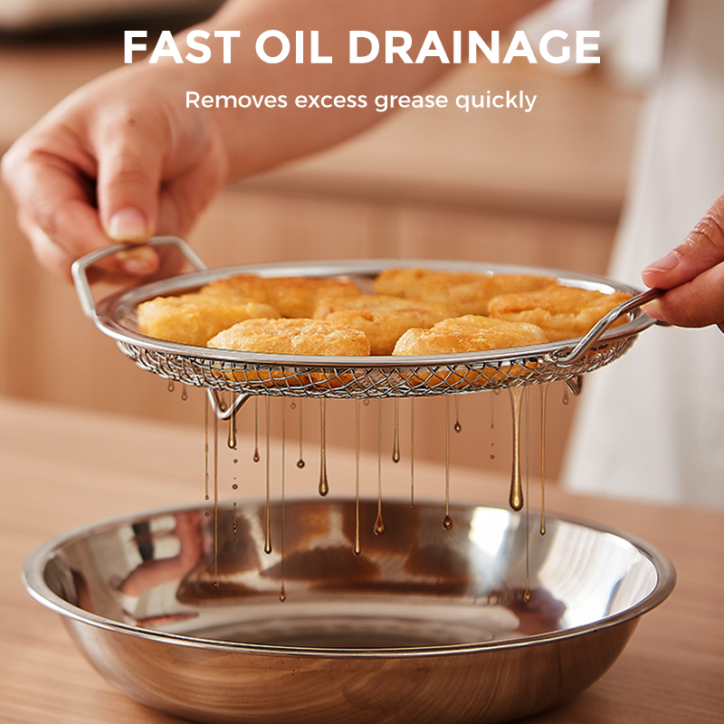 🥳2026 HOT SALE🥳💞50K+ SOLD!🍲🍟 50% OFF! Kitchen Stainless Steel Drain Strainer Disc – Food‑grade, rustproof. Drains oil fast for healthier meals. A kitchen must. 🛡️✨