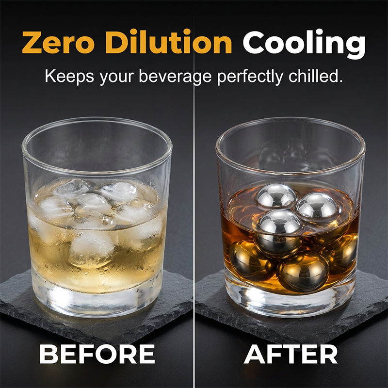 🥳2026 HOT SALE🥳💞50K+ SOLD!🍸💎 50% OFF! Stainless Steel Whiskey Stones – Set includes tray & tongs. Zero dilution, rapid chill. Perfect for a neat dram. A gentleman’s choice. 👔✅