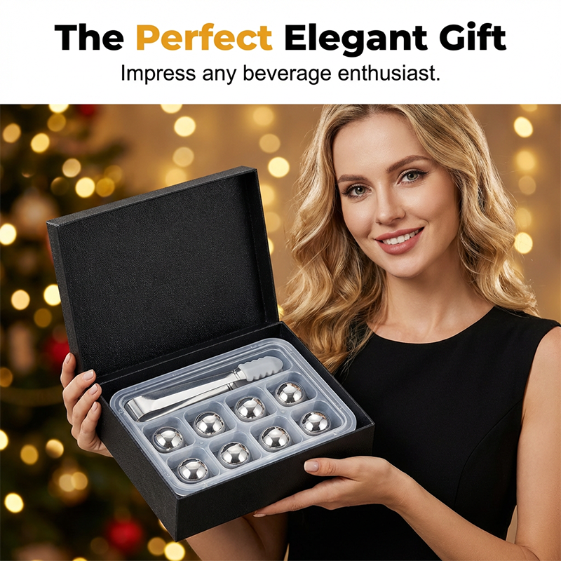 🥳2026 HOT SALE🥳💞50K+ SOLD!🍸💎 50% OFF! Stainless Steel Whiskey Stones – Set includes tray & tongs. Zero dilution, rapid chill. Perfect for a neat dram. A gentleman’s choice. 👔✅