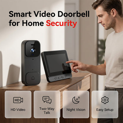 🥳2026 HOT SALE🥳💞50K+ SOLD!📹🚪 54% OFF! Smart Video Doorbell with 4.3″ Display – See & talk to visitors, no need to open the door. Infrared night vision. Stay safe! 🛡️✨