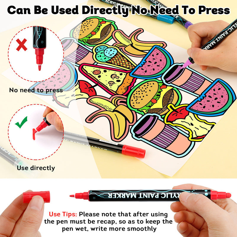 🥳2026 HOT SALE🥳💞50K+ SOLD!🎨💅 50% OFF! Dual-Tip Acrylic Nail Art Pens – 1mm fine + 5mm broad tips. Quick‑dry, vibrant colors. Smooth flow, no skips. Perfect for intricate DIY nails. 🖌️✨