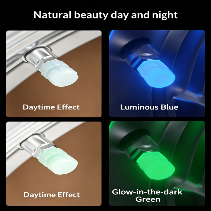 🥳2026 HOT SALE🥳💞50K+ SOLD!🛡️🚘 50% OFF! Glow‑in‑Dark Valve Caps Set of 4 – Absorbs light by day, glows by night. Protects valve stems from moisture & grime. Durable ABS, fits most cars & bikes. Smart & stylish! 🔧💚