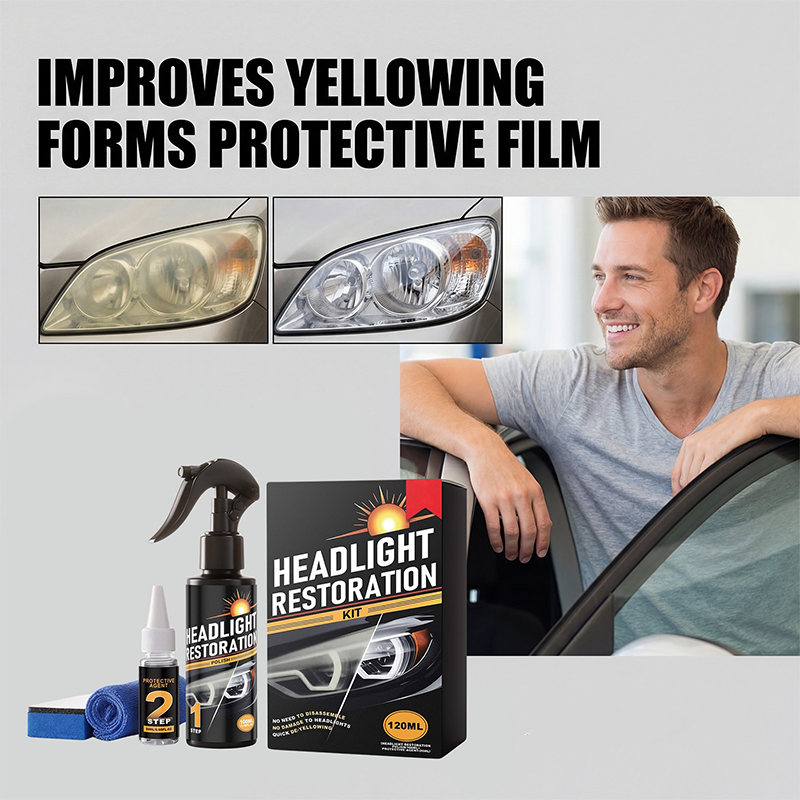 🥳2026 HOT SALE🥳💞50K+ SOLD!⏰🔧 Buy 2 Get 1 Free – LAST DAY! Headlight Restorer Kit – 2 steps, no disassembly. Removes yellow haze, restores clarity. Long‑lasting UV shield. 🚗✨