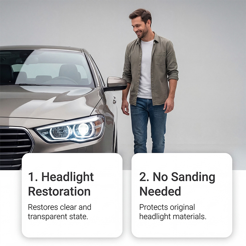 🥳2026 HOT SALE🥳💞50K+ SOLD!⏰🔧 Buy 2 Get 1 Free – LAST DAY! Headlight Restorer Kit – 2 steps, no disassembly. Removes yellow haze, restores clarity. Long‑lasting UV shield. 🚗✨