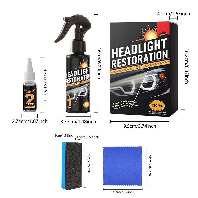 🥳2026 HOT SALE🥳💞50K+ SOLD!⏰🔧 Buy 2 Get 1 Free – LAST DAY! Headlight Restorer Kit – 2 steps, no disassembly. Removes yellow haze, restores clarity. Long‑lasting UV shield. 🚗✨