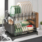 🥳2026 HOT SALE🥳💞50K+ SOLD!🥘💧 50% OFF + Free Shipping! Dish Drying Rack – Two tiers, stable vertical slots. Rotating spout keeps counter dry. No more puddles! 🛡️✅
