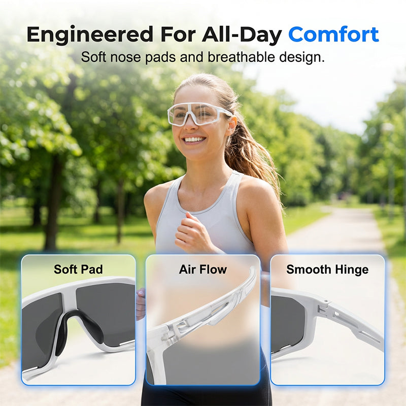 🥳2026 HOT SALE🥳💞50K+ SOLD!🚴🛡️ 50% OFF! UV400 Photochromic Glasses – Clear to tinted, perfect for cycling & driving. Ergonomic fit, all‑day comfort. 🚵‍♂️💨