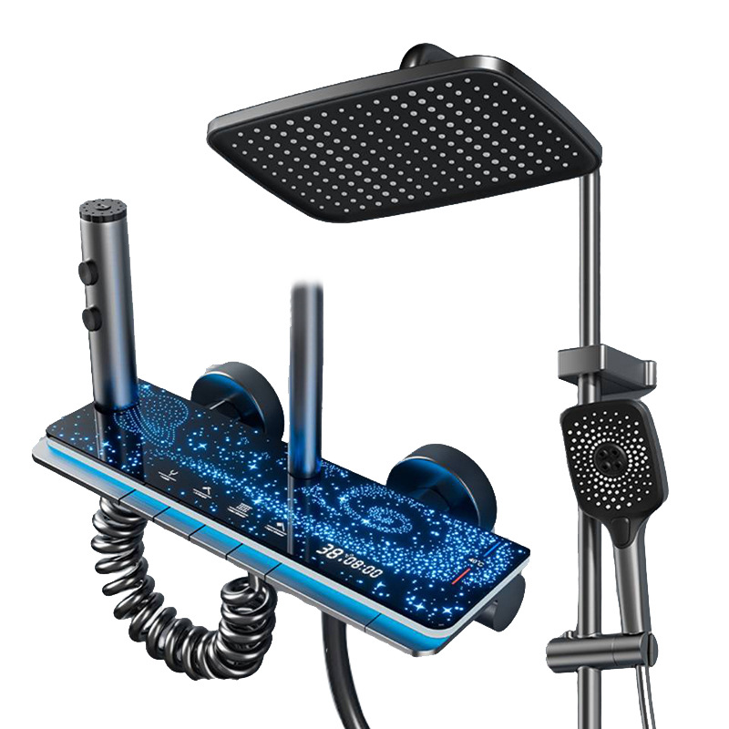 🥳2026 HOT SALE🥳💞50K+ SOLD!💧🌙 50% OFF! Digital Display Shower System – Starry sky LED, built‑in shelf. 4 spray modes, alloy body. Spa at home. ✨🚿
