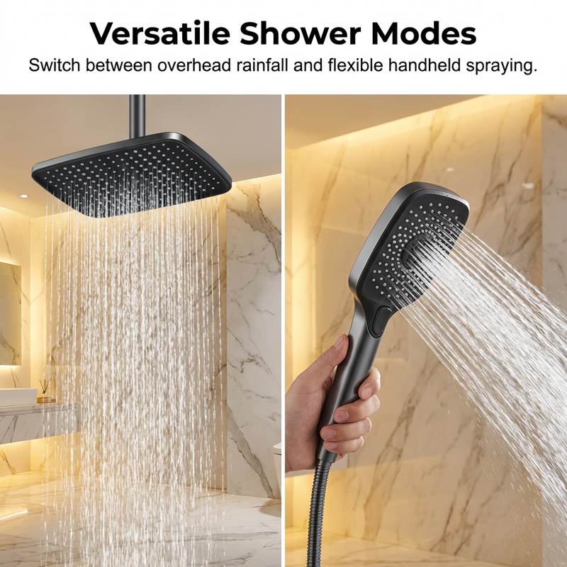 🥳2026 HOT SALE🥳💞50K+ SOLD!💧🌙 50% OFF! Digital Display Shower System – Starry sky LED, built‑in shelf. 4 spray modes, alloy body. Spa at home. ✨🚿