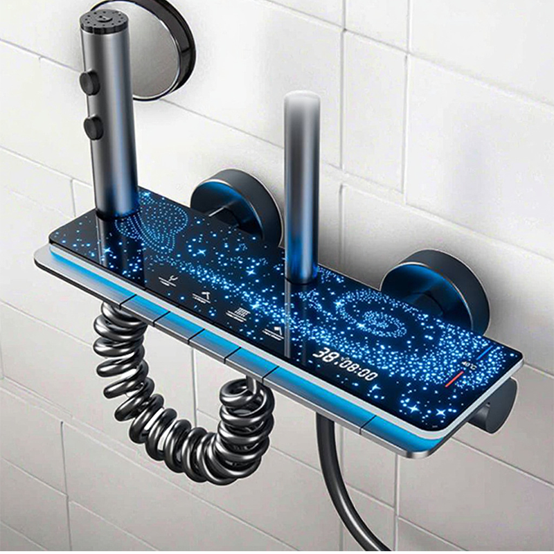 🥳2026 HOT SALE🥳💞50K+ SOLD!💧🌙 50% OFF! Digital Display Shower System – Starry sky LED, built‑in shelf. 4 spray modes, alloy body. Spa at home. ✨🚿
