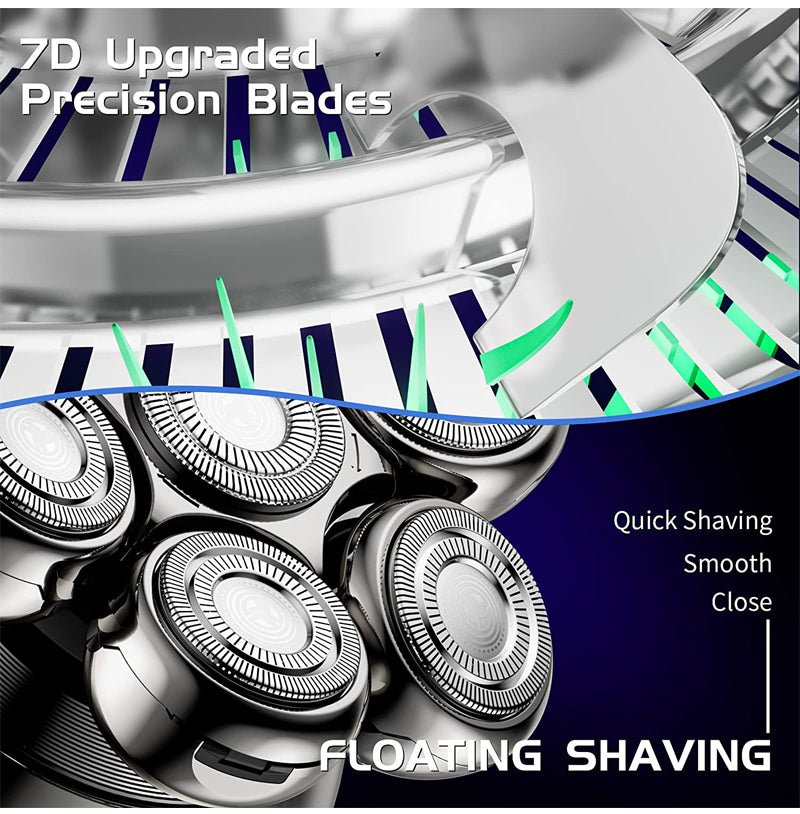 🥳2026 HOT SALE🥳💞50K+ SOLD! 🧔⚡ 50% OFF! Upgrade Multifunctional Shaver – 7D floating close shave, 5 attachments, wireless charging & LED display. Wet & dry, easy clean! 🛡️💪