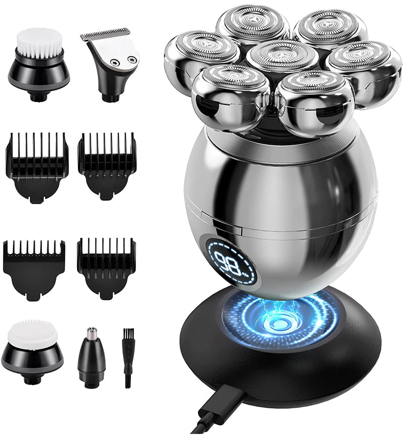 🥳2026 HOT SALE🥳💞50K+ SOLD! 🧔⚡ 50% OFF! Upgrade Multifunctional Shaver – 7D floating close shave, 5 attachments, wireless charging & LED display. Wet & dry, easy clean! 🛡️💪