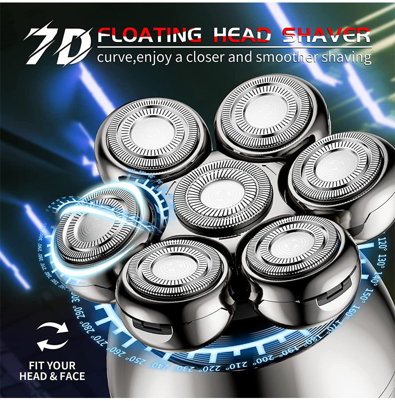 🥳2026 HOT SALE🥳💞50K+ SOLD! 🧔⚡ 50% OFF! Upgrade Multifunctional Shaver – 7D floating close shave, 5 attachments, wireless charging & LED display. Wet & dry, easy clean! 🛡️💪