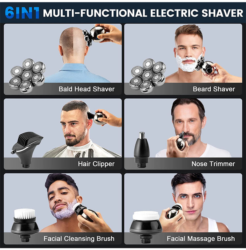 🥳2026 HOT SALE🥳💞50K+ SOLD! 🧔⚡ 50% OFF! Upgrade Multifunctional Shaver – 7D floating close shave, 5 attachments, wireless charging & LED display. Wet & dry, easy clean! 🛡️💪
