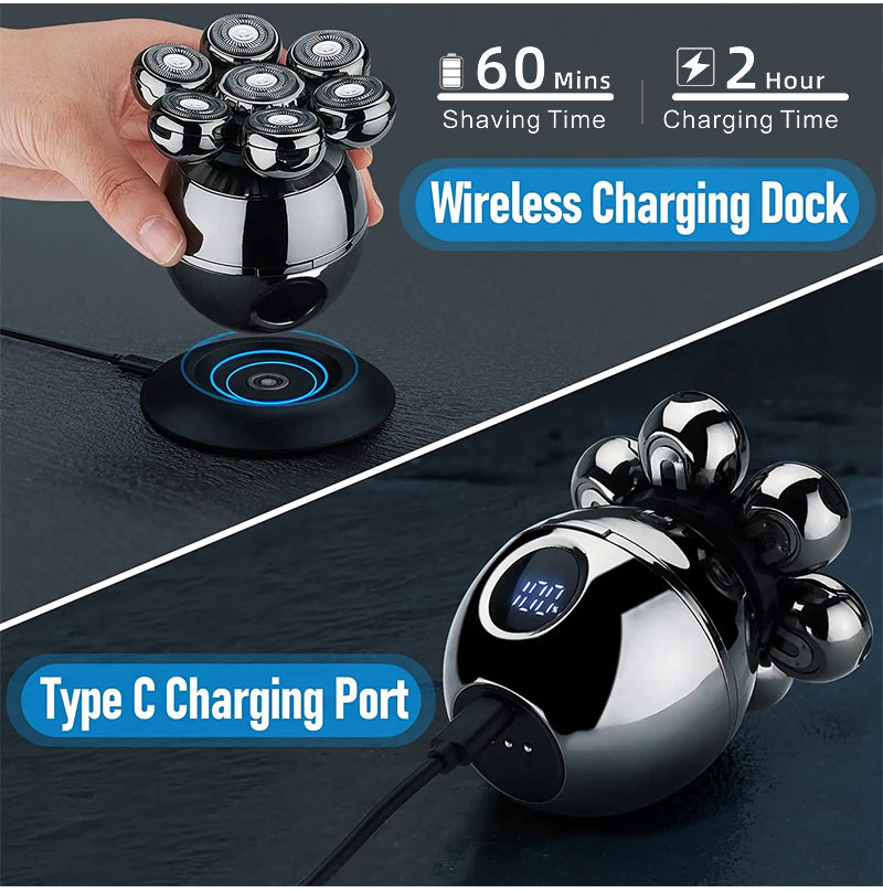 🥳2026 HOT SALE🥳💞50K+ SOLD! 🧔⚡ 50% OFF! Upgrade Multifunctional Shaver – 7D floating close shave, 5 attachments, wireless charging & LED display. Wet & dry, easy clean! 🛡️💪