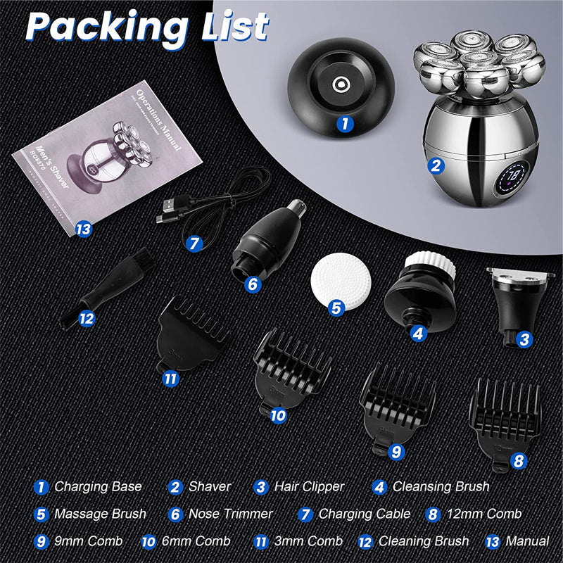 🥳2026 HOT SALE🥳💞50K+ SOLD! 🧔⚡ 50% OFF! Upgrade Multifunctional Shaver – 7D floating close shave, 5 attachments, wireless charging & LED display. Wet & dry, easy clean! 🛡️💪