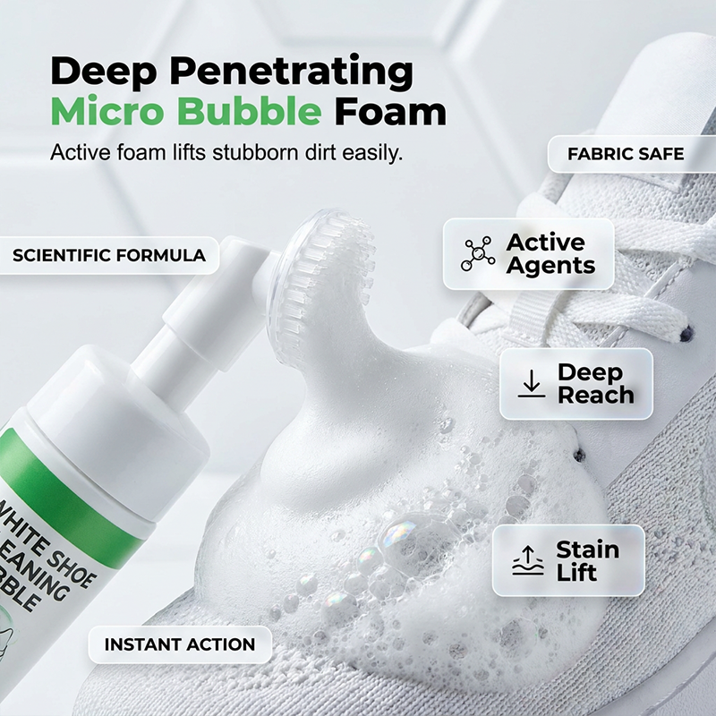 🥳2026 HOT SALE🥳💞50K+ SOLD!👟✨ 50% OFF! Water‑Free Shoe Cleaner Foam – Deep micro‑bubbles lift dirt & restore whiteness. No water, no rinsing – just brush & go! 🧼💨