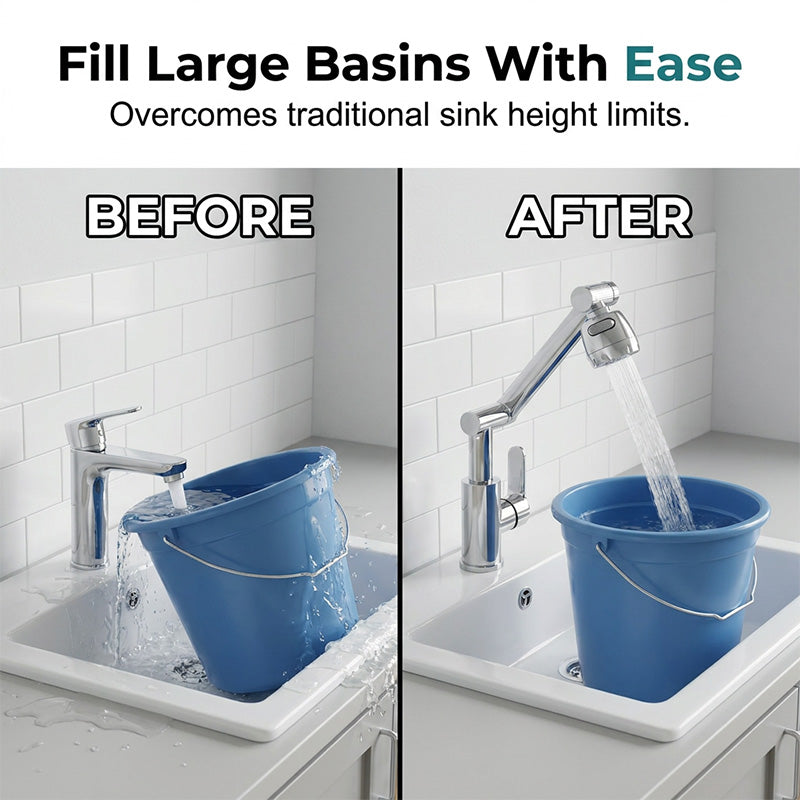 🥳2026 HOT SALE🥳💞50K+ SOLD!🚰✨ 50% OFF! 1080° Rotating Mechanical Arm Faucet – Wash hair in sink easily, no splash. Dual flow modes. Rust‑proof & modern. 🛡️💦