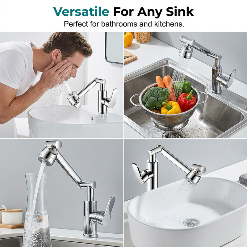🥳2026 HOT SALE🥳💞50K+ SOLD!🚰✨ 50% OFF! 1080° Rotating Mechanical Arm Faucet – Wash hair in sink easily, no splash. Dual flow modes. Rust‑proof & modern. 🛡️💦