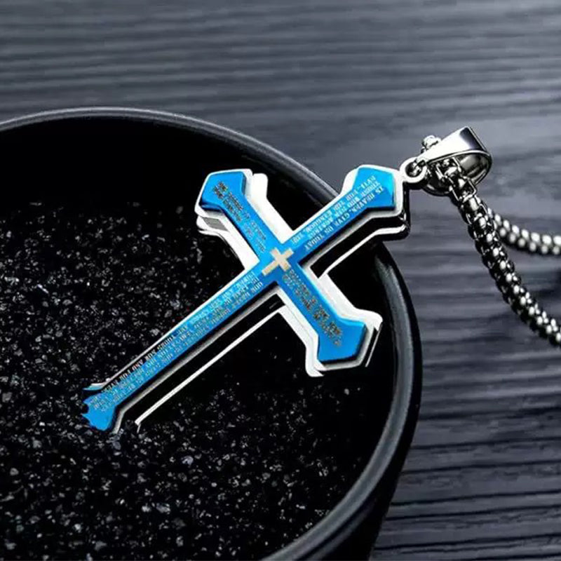 🥳2026 HOT SALE🥳💞50K+ SOLD!✝️⛪ 50% OFF! Men's Lord's Prayer Cross Necklace – Titanium steel, rust‑proof. Entire prayer engraved. A meaningful symbol of faith. 🛡️✨
