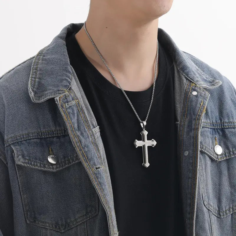 🥳2026 HOT SALE🥳💞50K+ SOLD!✝️⛪ 50% OFF! Men's Lord's Prayer Cross Necklace – Titanium steel, rust‑proof. Entire prayer engraved. A meaningful symbol of faith. 🛡️✨