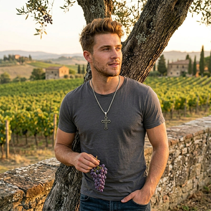 🥳2026 HOT SALE🥳💞50K+ SOLD!✝️⛪ 50% OFF! Men's Lord's Prayer Cross Necklace – Titanium steel, rust‑proof. Entire prayer engraved. A meaningful symbol of faith. 🛡️✨