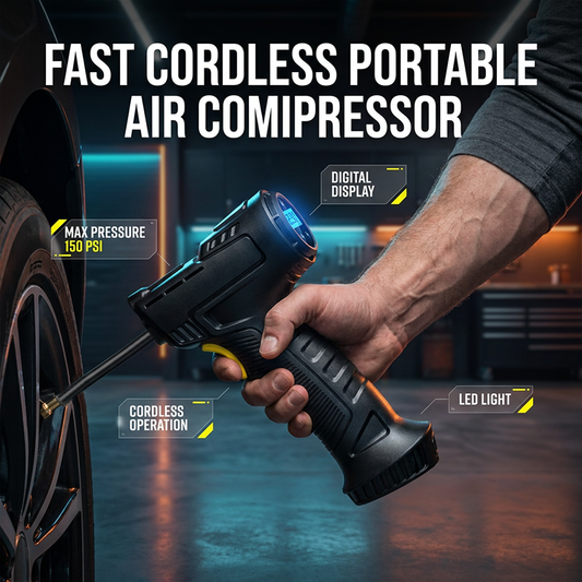 🥳2026 HOT SALE🥳💞50K+ SOLD!📟🔧 50% OFF! Cordless Air Compressor – Smart digital display, set & forget. Ergonomic pistol grip. No more flat tire worries. 🚘🌬️