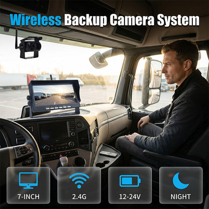 🥳2026 HOT SALE🥳💞50K+ SOLD!🚛📹 50% OFF! 7″ Wireless Backup Camera System – Stable 2.4G signal, 12V‑24V. Perfect for trucks & RVs. 🛡️✨