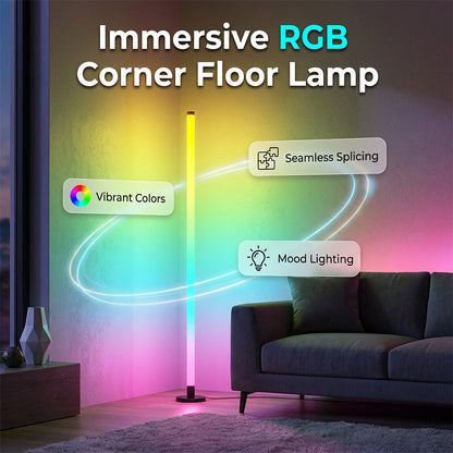🥳2026 HOT SALE🥳💞50K+ SOLD! 🌈💡 50% OFF! Modern RGB Corner Floor Lamp – Vibrant 5050 LEDs create the perfect mood for gaming, movies & relaxation. Seamless wireless control – transform any room instantly! ✨🛋️