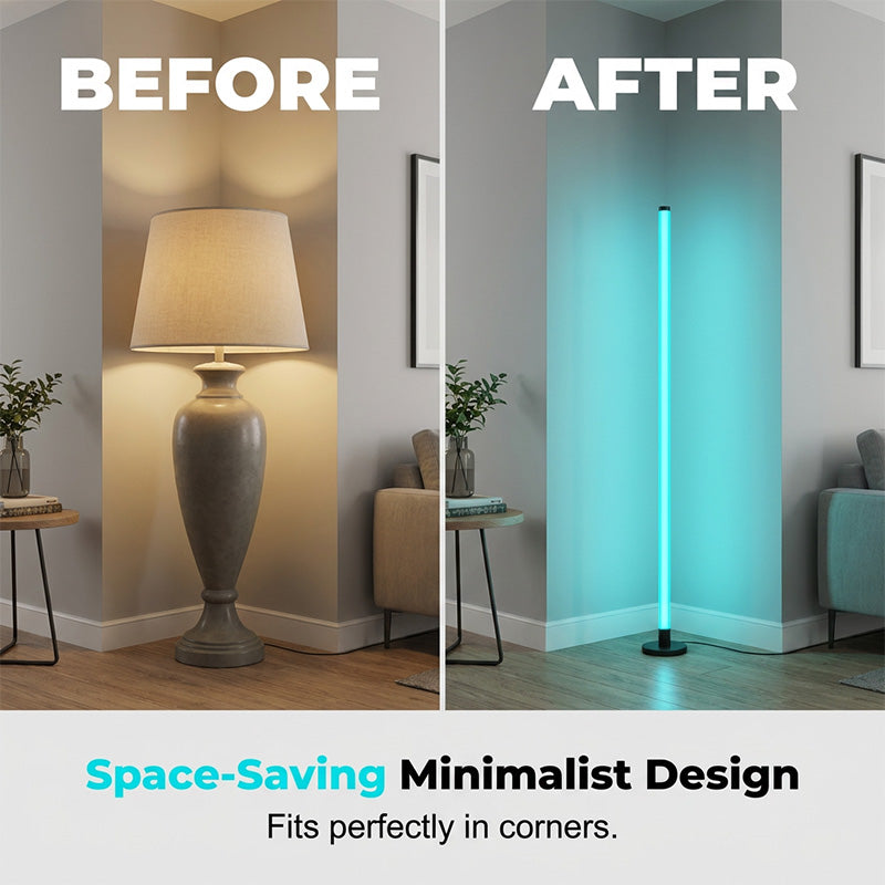 🥳2026 HOT SALE🥳💞50K+ SOLD! 🌈💡 50% OFF! Modern RGB Corner Floor Lamp – Vibrant 5050 LEDs create the perfect mood for gaming, movies & relaxation. Seamless wireless control – transform any room instantly! ✨🛋️