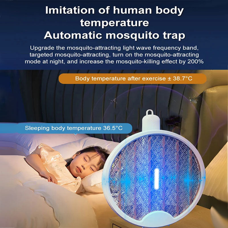 🥳2026 HOT SALE🥳💞50K+ SOLD!🧯🌙 50% OFF! Collapsible Mosquito Swatter with Light – Rechargeable, wall‑mount or handheld. Perfect for kitchen or bedroom. 🛡️💚