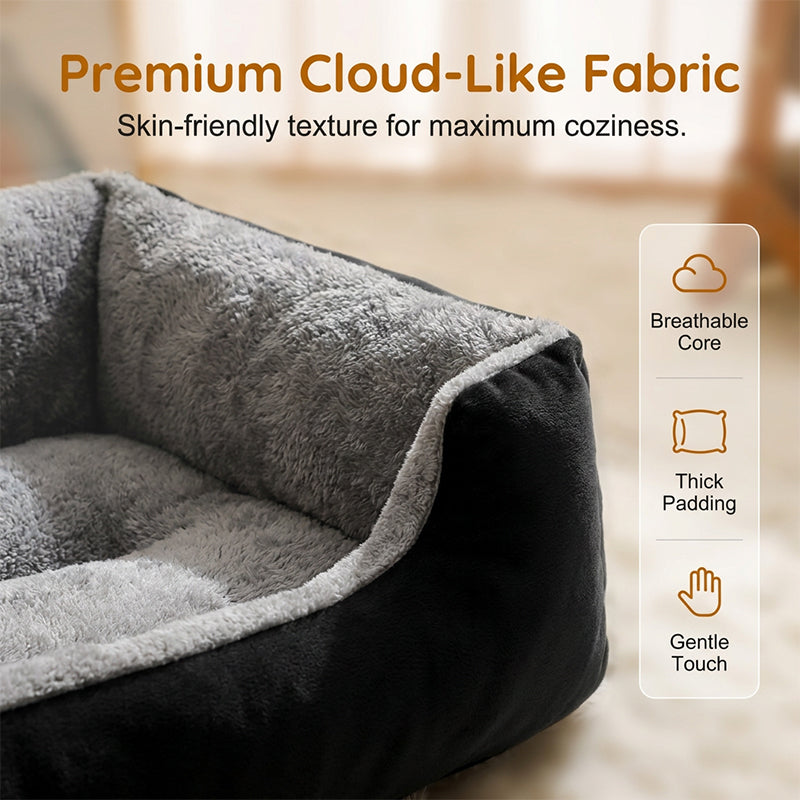 🥳2026 HOT SALE🥳💞50K+ SOLD! 🐾☁️ 50% OFF! All‑Season Plush Pet Bed – Ultra‑soft cloud‑like fabric, raised rim for neck support. Anti‑slip bottom & machine washable – cozy comfort all year round! 🛏️✨