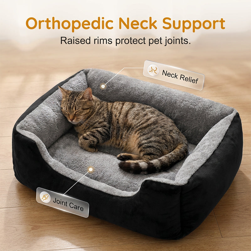 🥳2026 HOT SALE🥳💞50K+ SOLD! 🐾☁️ 50% OFF! All‑Season Plush Pet Bed – Ultra‑soft cloud‑like fabric, raised rim for neck support. Anti‑slip bottom & machine washable – cozy comfort all year round! 🛏️✨