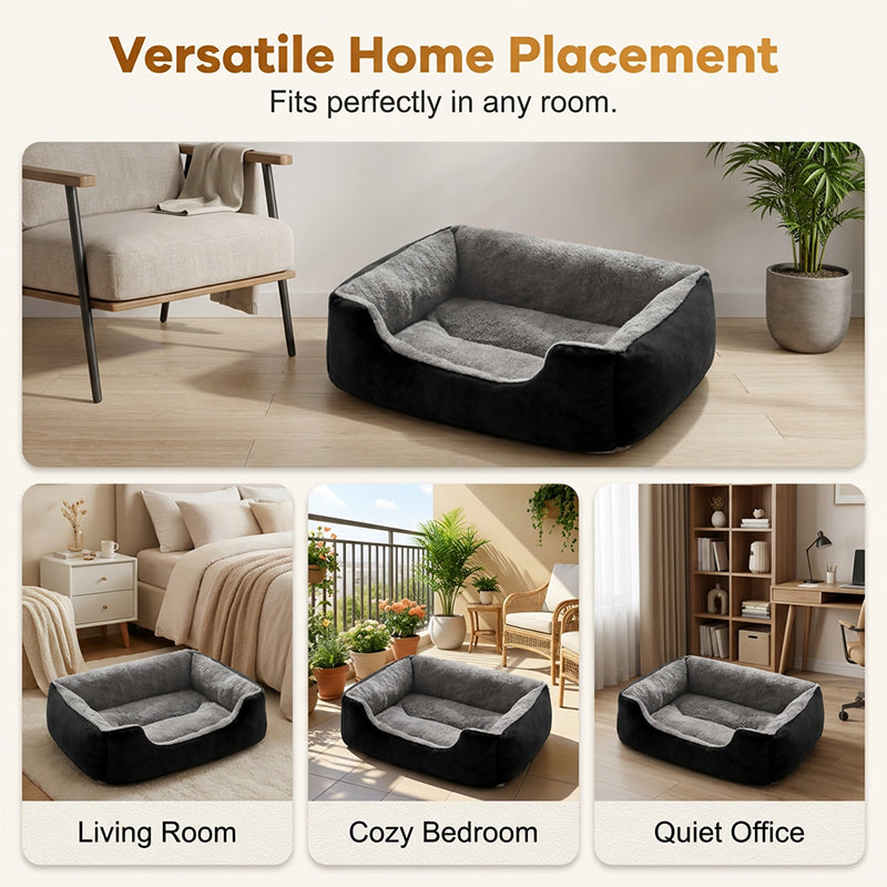 🥳2026 HOT SALE🥳💞50K+ SOLD! 🐾☁️ 50% OFF! All‑Season Plush Pet Bed – Ultra‑soft cloud‑like fabric, raised rim for neck support. Anti‑slip bottom & machine washable – cozy comfort all year round! 🛏️✨