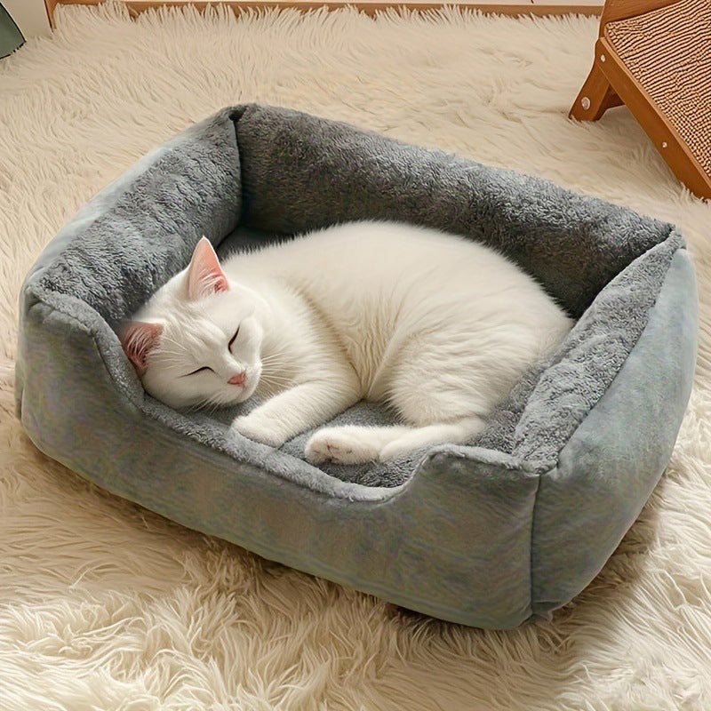 🥳2026 HOT SALE🥳💞50K+ SOLD! 🐾☁️ 50% OFF! All‑Season Plush Pet Bed – Ultra‑soft cloud‑like fabric, raised rim for neck support. Anti‑slip bottom & machine washable – cozy comfort all year round! 🛏️✨