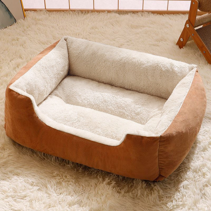 🥳2026 HOT SALE🥳💞50K+ SOLD! 🐾☁️ 50% OFF! All‑Season Plush Pet Bed – Ultra‑soft cloud‑like fabric, raised rim for neck support. Anti‑slip bottom & machine washable – cozy comfort all year round! 🛏️✨