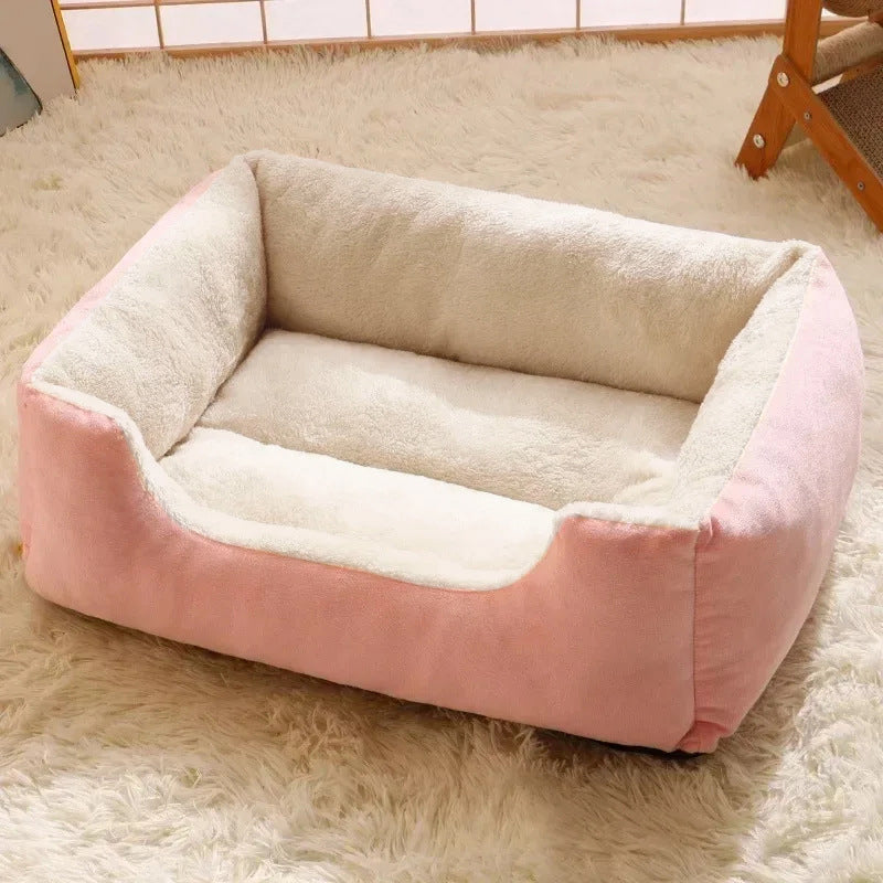 🥳2026 HOT SALE🥳💞50K+ SOLD! 🐾☁️ 50% OFF! All‑Season Plush Pet Bed – Ultra‑soft cloud‑like fabric, raised rim for neck support. Anti‑slip bottom & machine washable – cozy comfort all year round! 🛏️✨