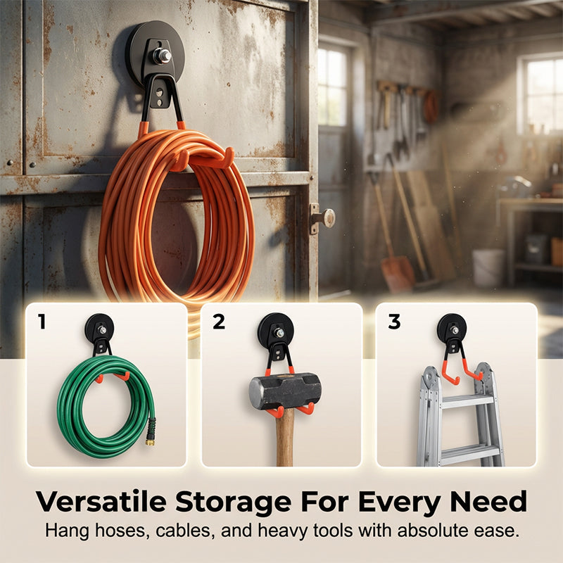 🥳2026 HOT SALE🥳💞50K+ SOLD!🧲💎 50% OFF! Heavy-Duty Magnetic Double-Claw Hook – Industrial neodymium magnet, anti-slip rubber coating. No drilling, holds up to 26kg! 🛡️✨