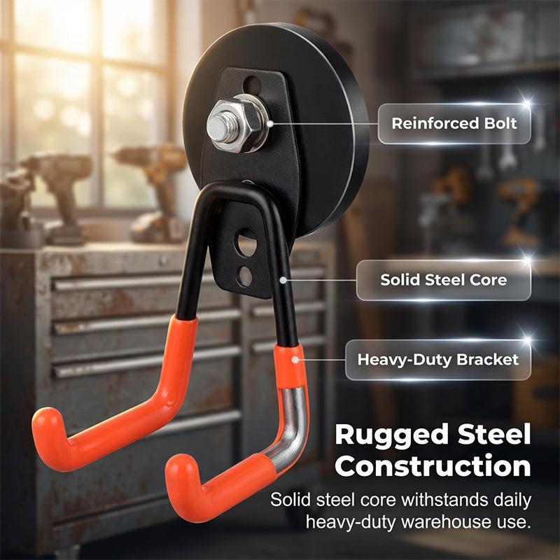 🥳2026 HOT SALE🥳💞50K+ SOLD!🧲💎 50% OFF! Heavy-Duty Magnetic Double-Claw Hook – Industrial neodymium magnet, anti-slip rubber coating. No drilling, holds up to 26kg! 🛡️✨