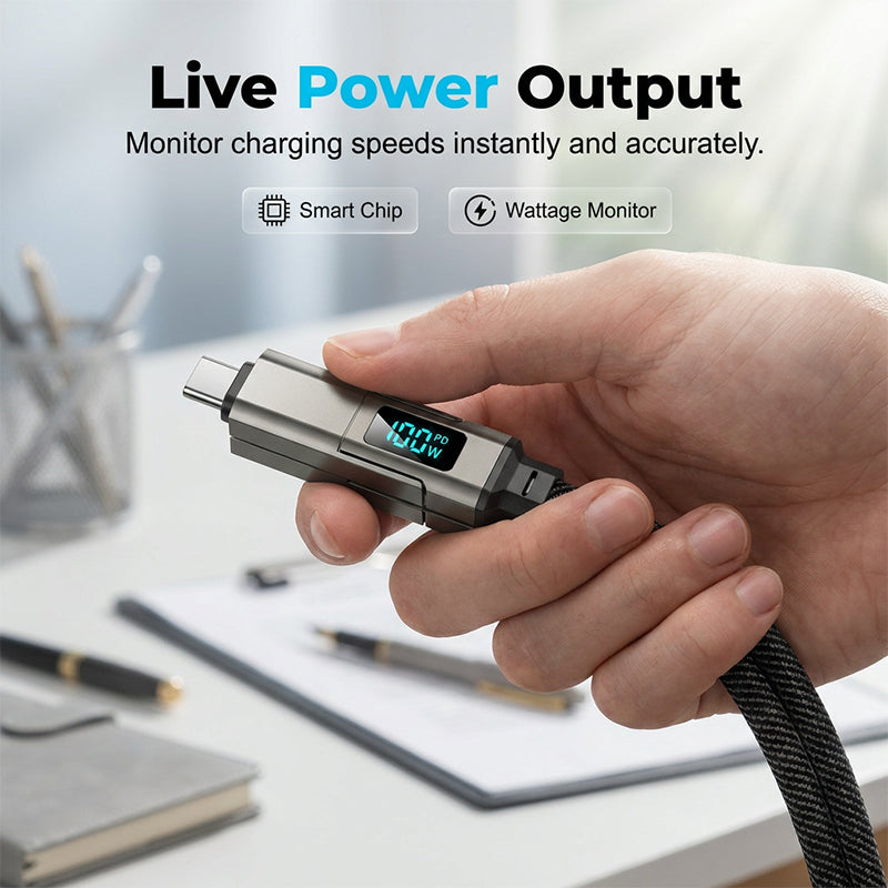 🥳2026 HOT SALE🥳💞50K+ SOLD!📊🔌 50% OFF! 4‑in‑1 Keychain Charger – Built‑in digital wattmeter, zinc alloy core. Supports 65W+27W. Never guess charging speed again. A pocket‑sized power station! 💎🔄