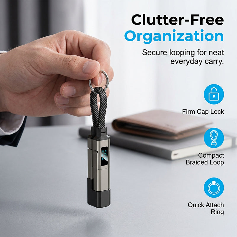 🥳2026 HOT SALE🥳💞50K+ SOLD!📊🔌 50% OFF! 4‑in‑1 Keychain Charger – Built‑in digital wattmeter, zinc alloy core. Supports 65W+27W. Never guess charging speed again. A pocket‑sized power station! 💎🔄