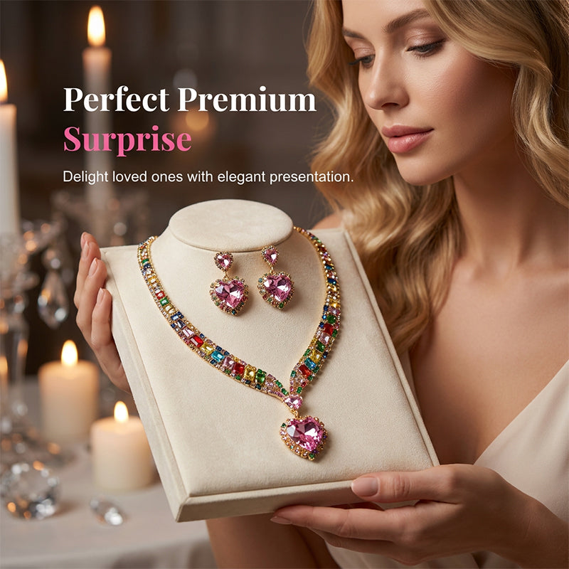 🥳2026 HOT SALE🥳💞50K+ SOLD!💎👑 50% OFF! Sparkling Heart Jewelry Set – Necklace & earrings, lightweight & elegant. A timeless gift for her. 💖🎁