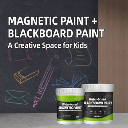 🥳2026 HOT SALE🥳💞50K+ SOLD!🎨🧲 50% OFF! Water-Based Blackboard Paint – Odorless, non‑toxic, magnetic + chalkboard in one. Wipes clean easily. Perfect for kids‘ art wall! 🌈✨
