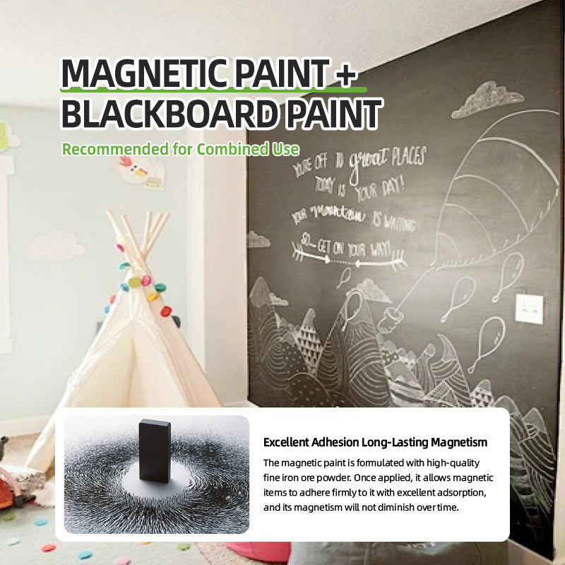 🥳2026 HOT SALE🥳💞50K+ SOLD!🎨🧲 50% OFF! Water-Based Blackboard Paint – Odorless, non‑toxic, magnetic + chalkboard in one. Wipes clean easily. Perfect for kids‘ art wall! 🌈✨