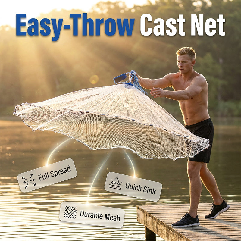🥳2026 HOT SALE🥳💞50K+ SOLD! 🌊✨ 50% OFF! Premium Cast Net – Heavy-duty nylon mesh, rapid sinking weights & secure wrist strap. Reliable performance in any water – a must-have for anglers! 🛠️🎣