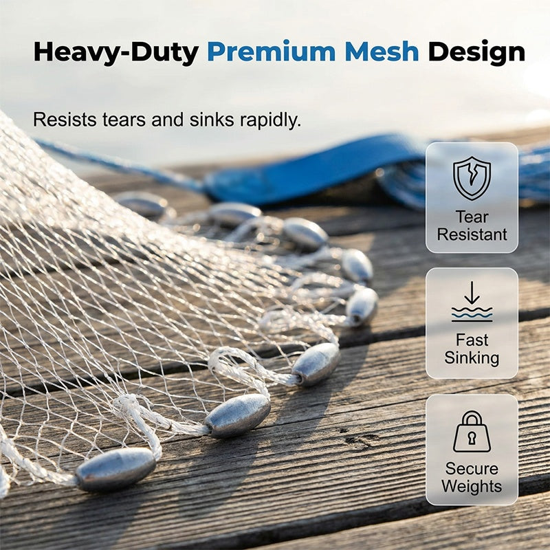 🥳2026 HOT SALE🥳💞50K+ SOLD! 🌊✨ 50% OFF! Premium Cast Net – Heavy-duty nylon mesh, rapid sinking weights & secure wrist strap. Reliable performance in any water – a must-have for anglers! 🛠️🎣